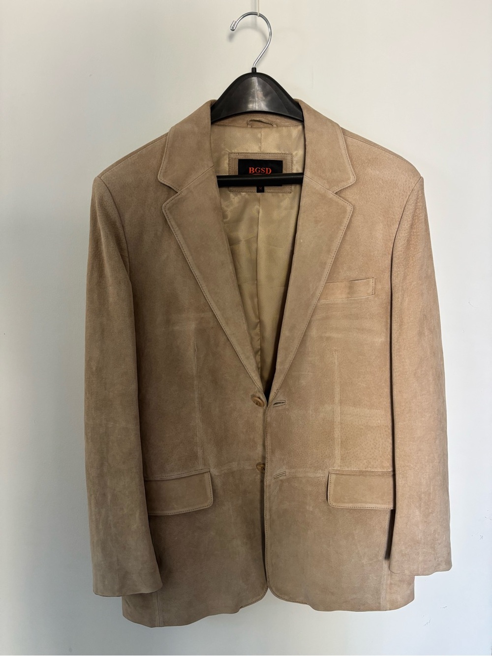 BGSD Men’s Beige Suede Sport Coat